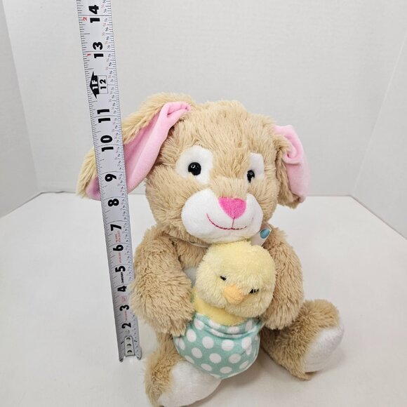 Cuddle Barn Bunny Chick Plush Tan Yellow Stuffed Animated Easter Musical Works - Picture 15 of 15